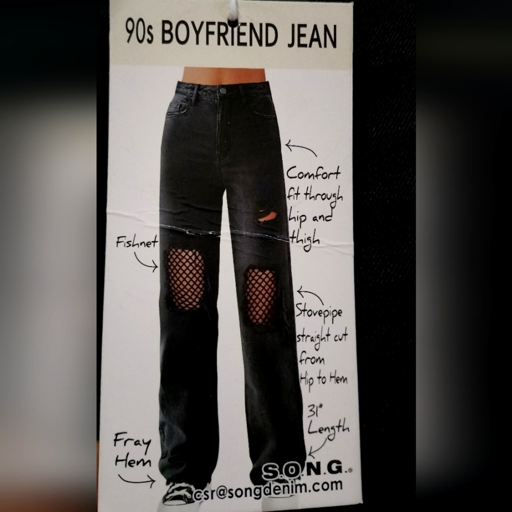 Distressed fishnet boyfriend jeans size 5
